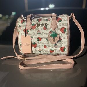 Juicy Couture Pink and Red Crossbody Bag with Strawberry Print